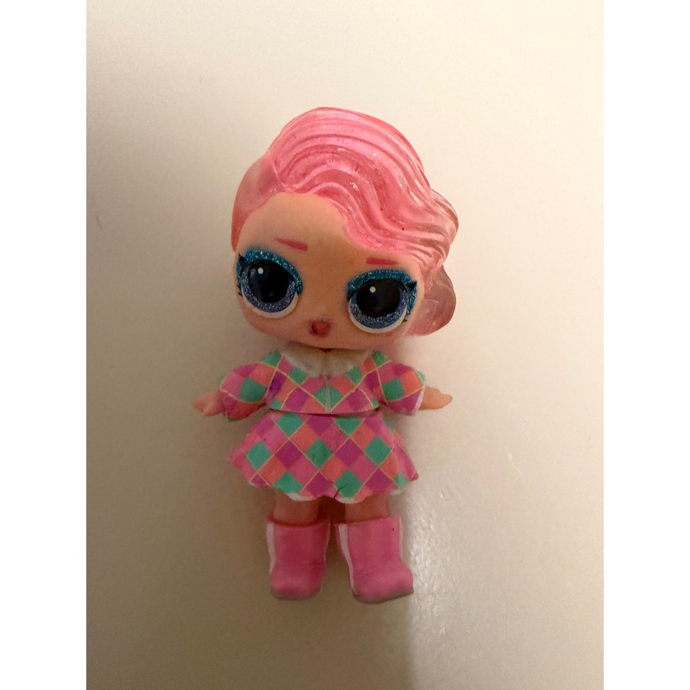 LOL Surprise Doll Pink Glitter Hair Diamond Pattern Dress Pink Boots Mini Figure